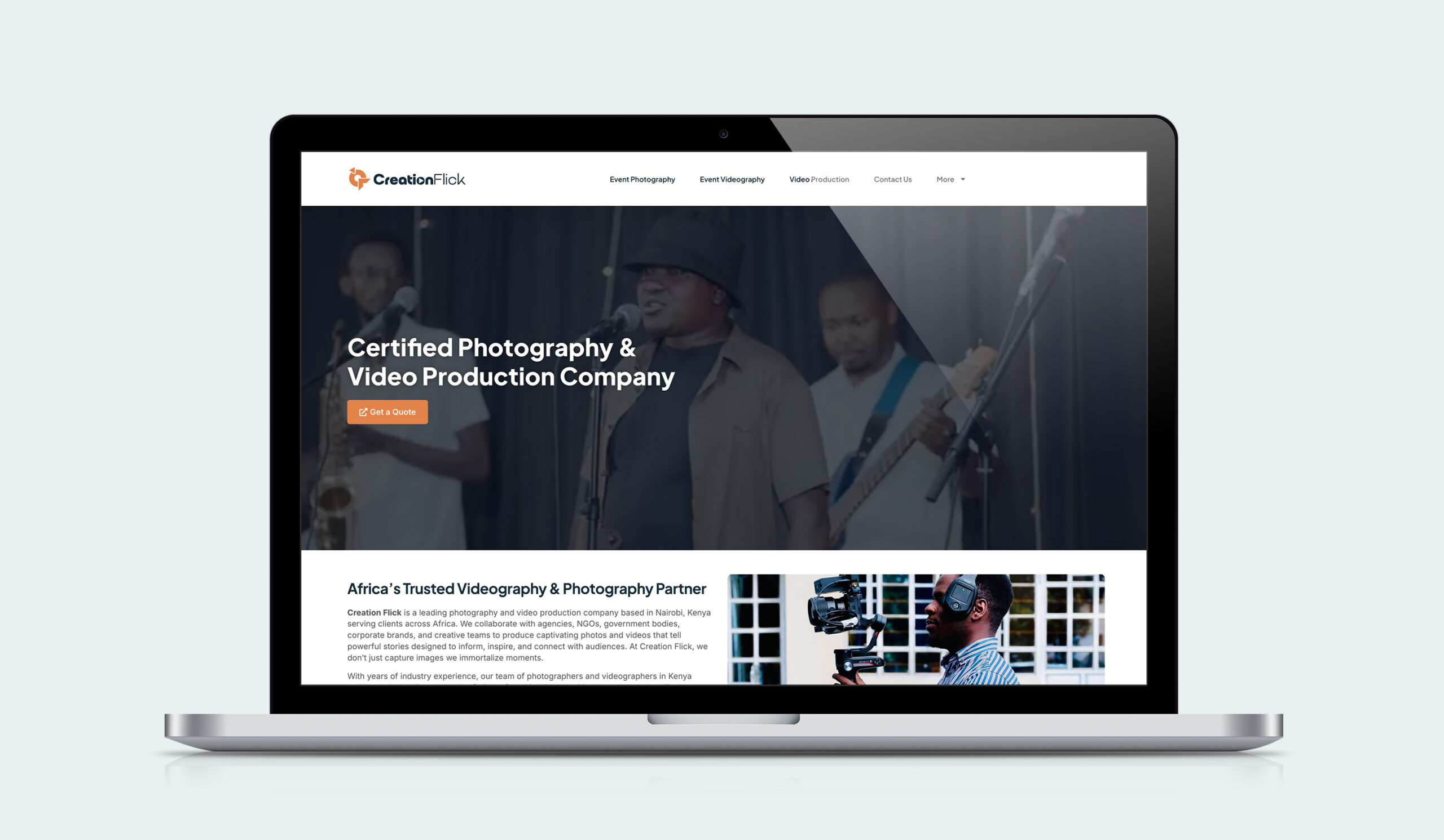 Creation Flick website mockup
