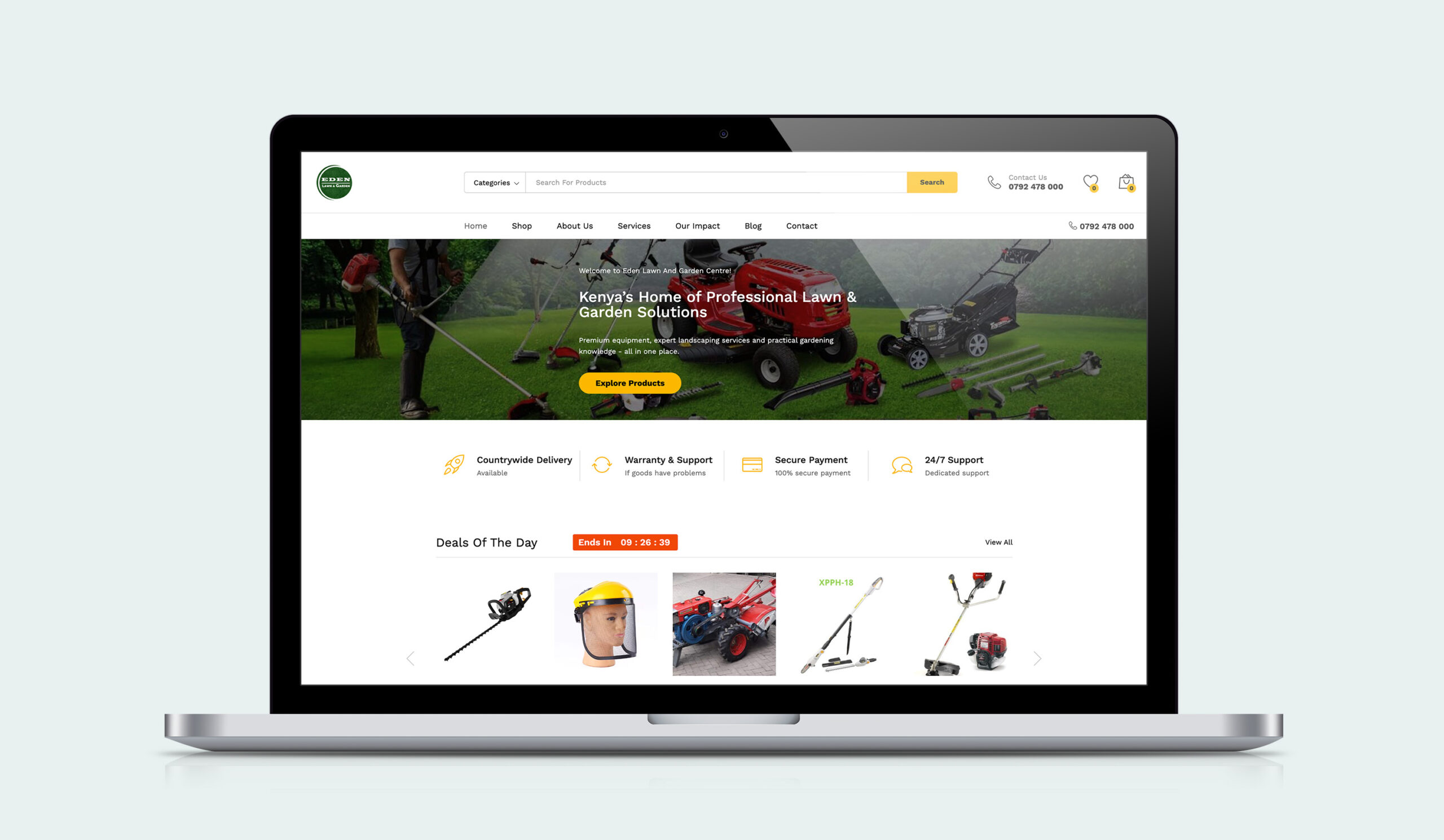 Eden Lawn & Garden Centre website mockup