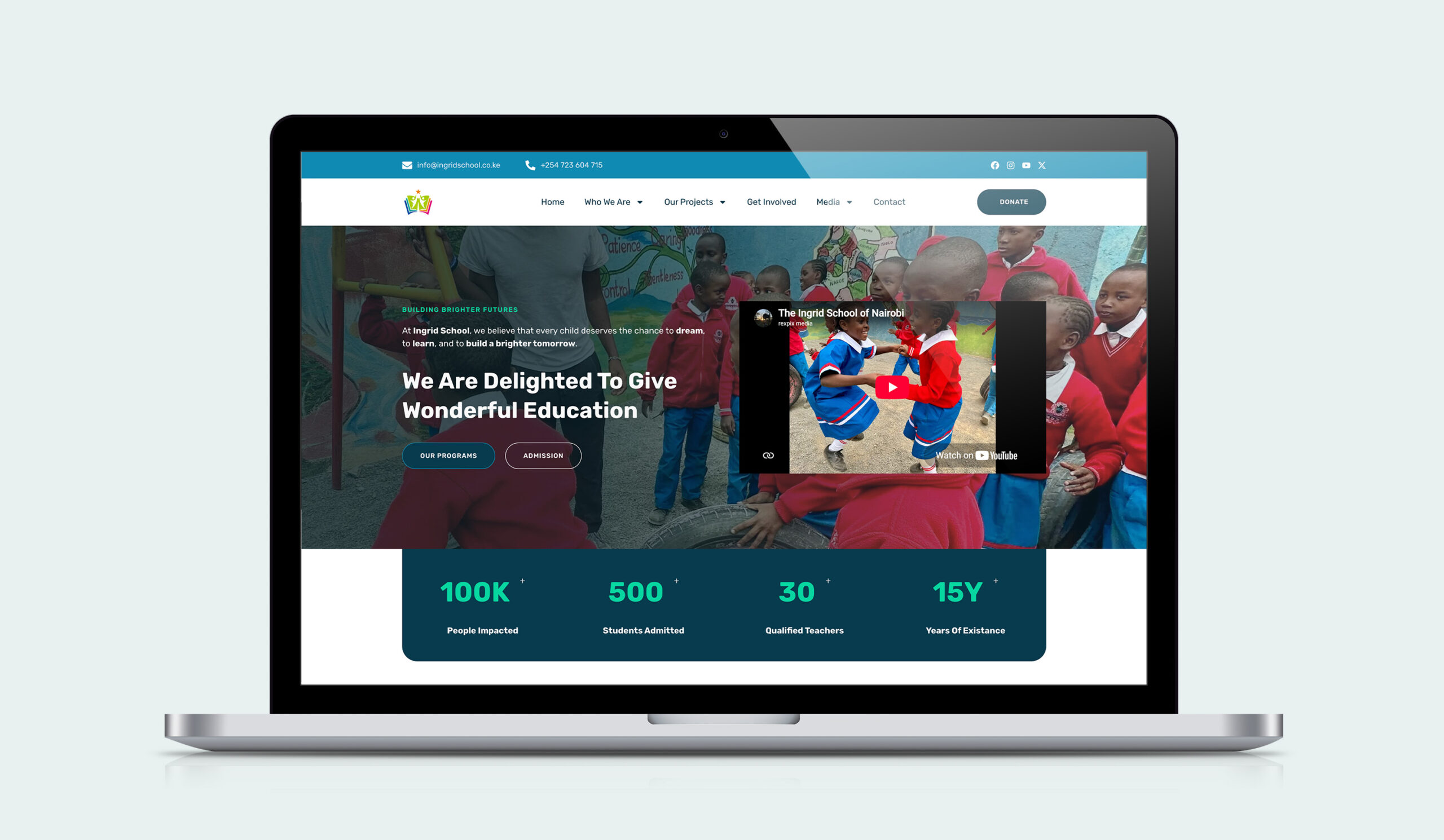 Ingrid Education Centre website mockup